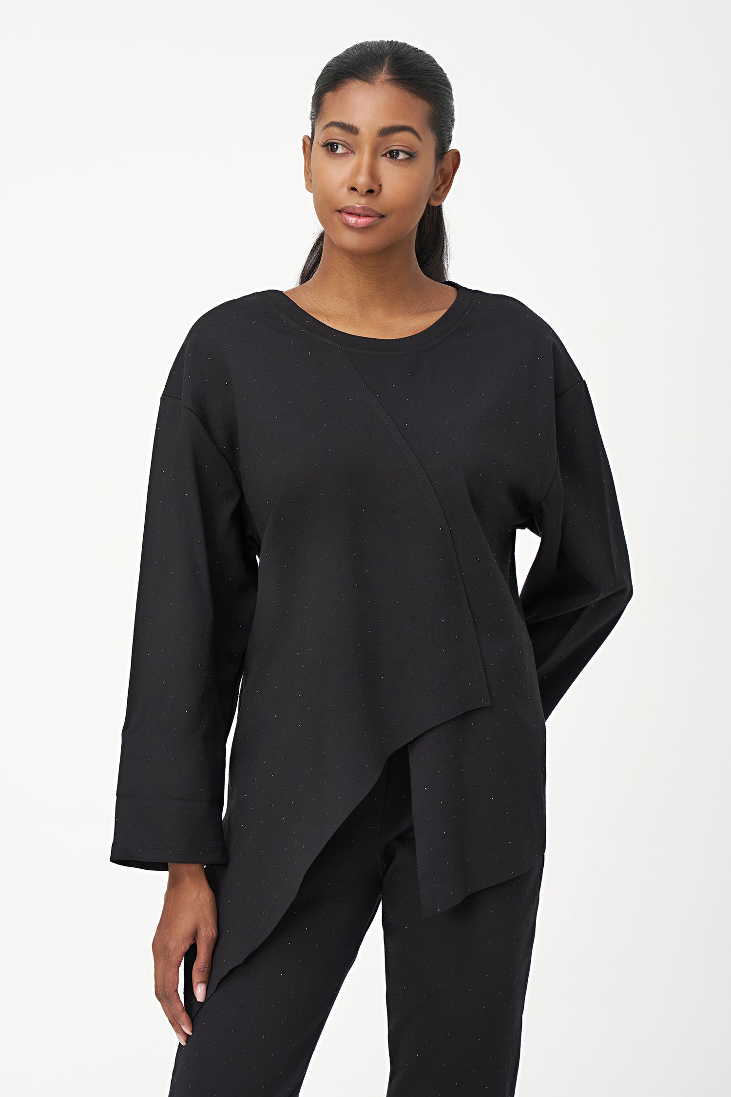 Women's Knit Crew-Neck Long-Sleeve Tunic