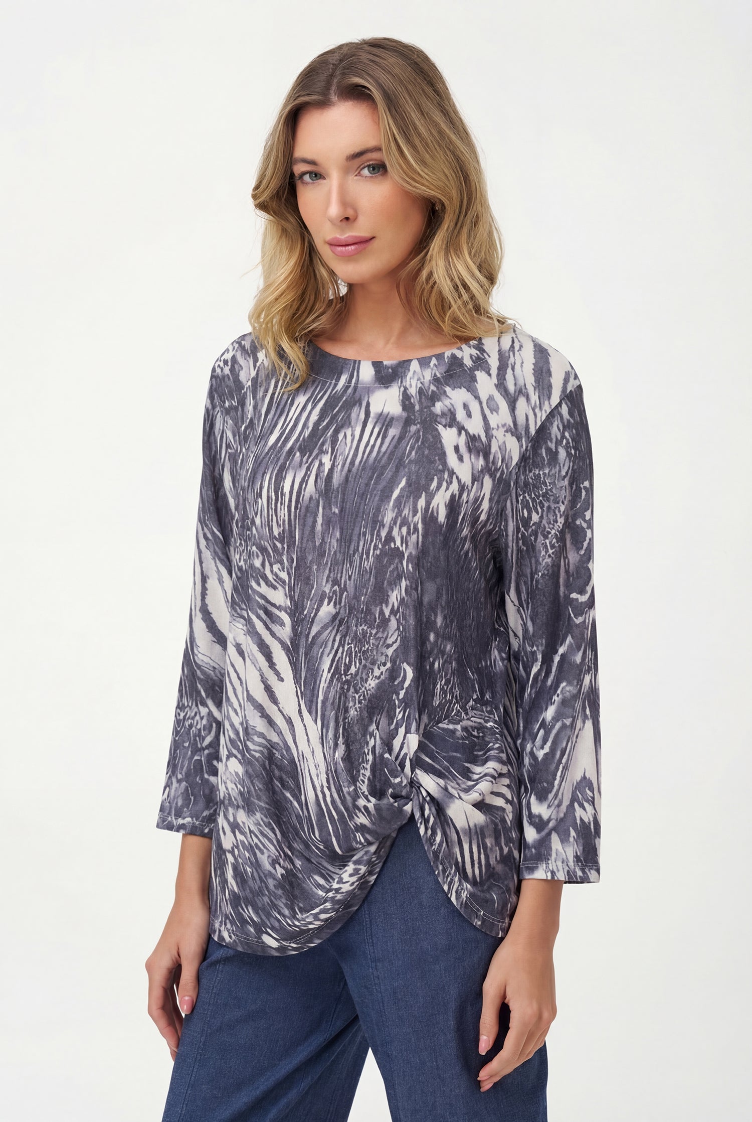 Women's Knit Wide Crew-Neckline Tunic