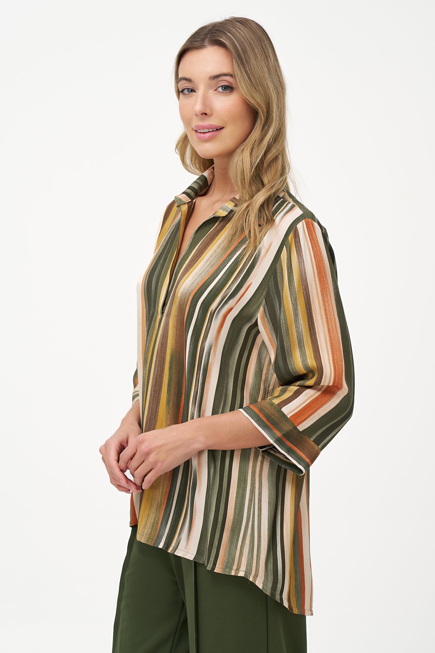 Women's Woven Long Sleeve V-Neck Tunic