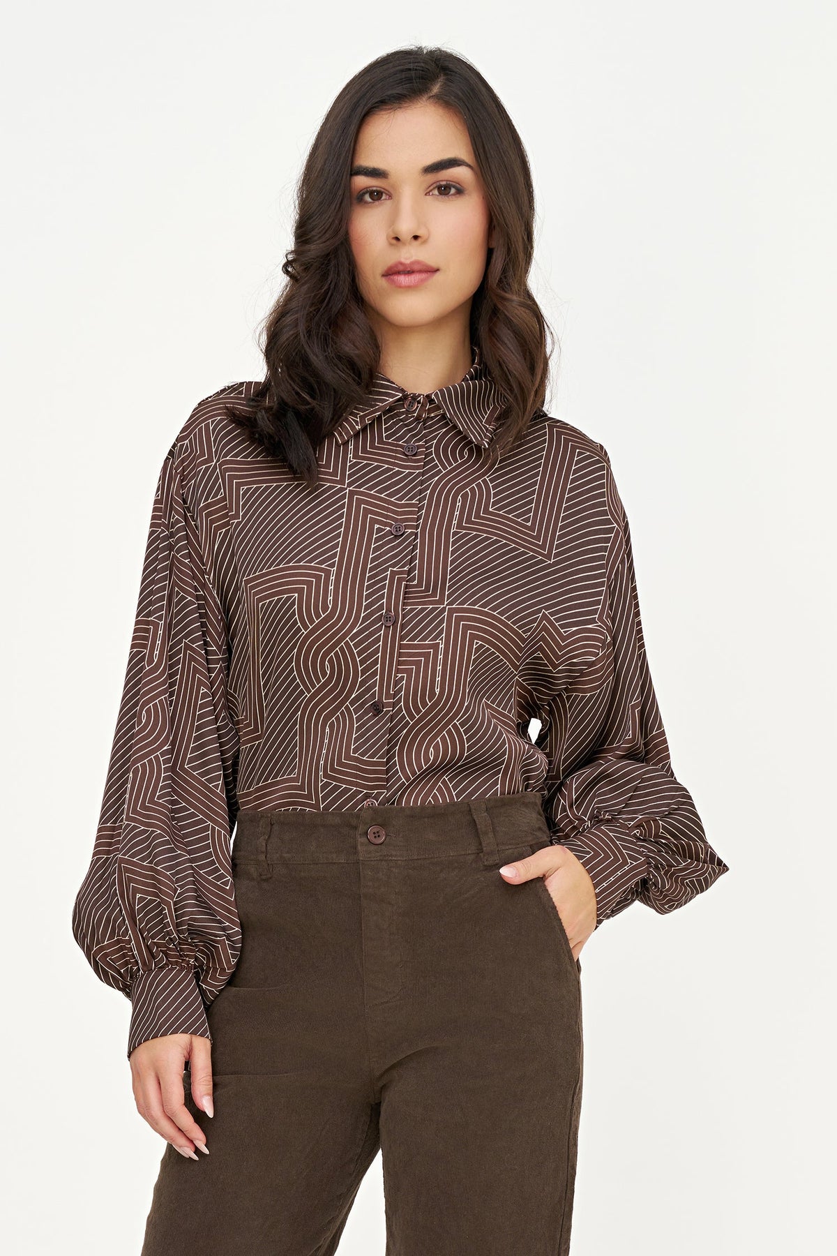 Women's Printed Button-Down Shirt