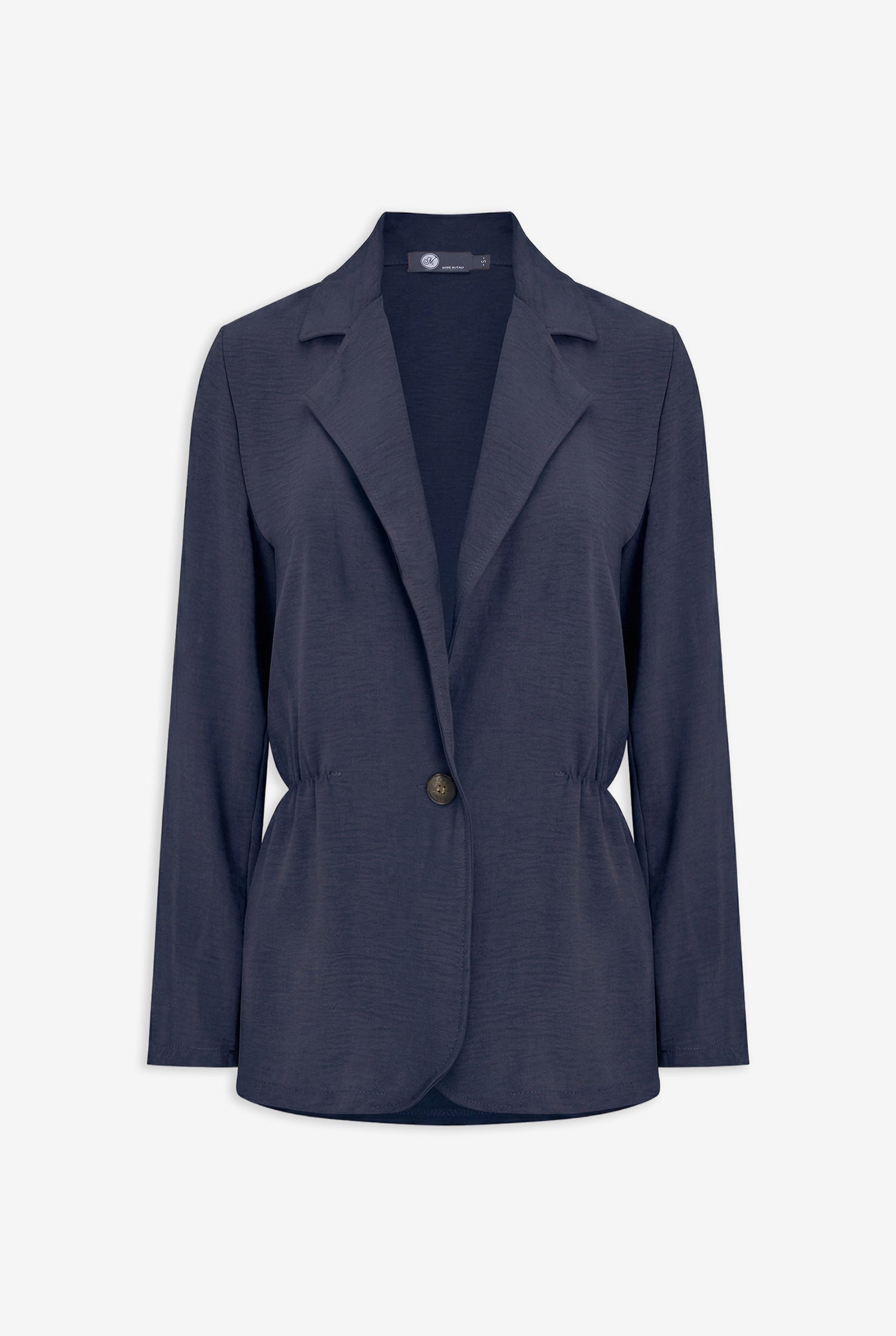 Navy blue blazer on a white background