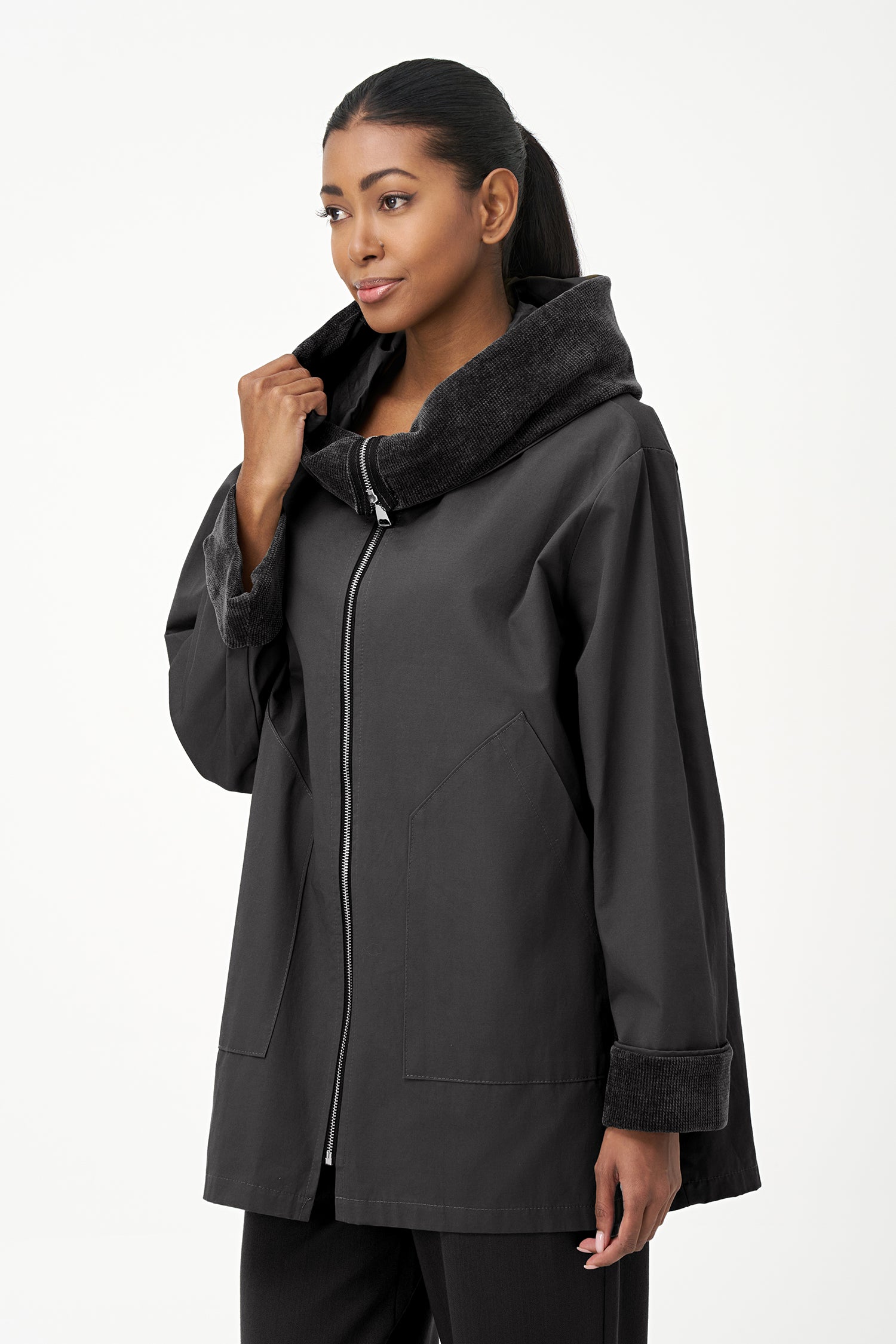 Women's Woven Zip-Up Long Sleeve Jacket