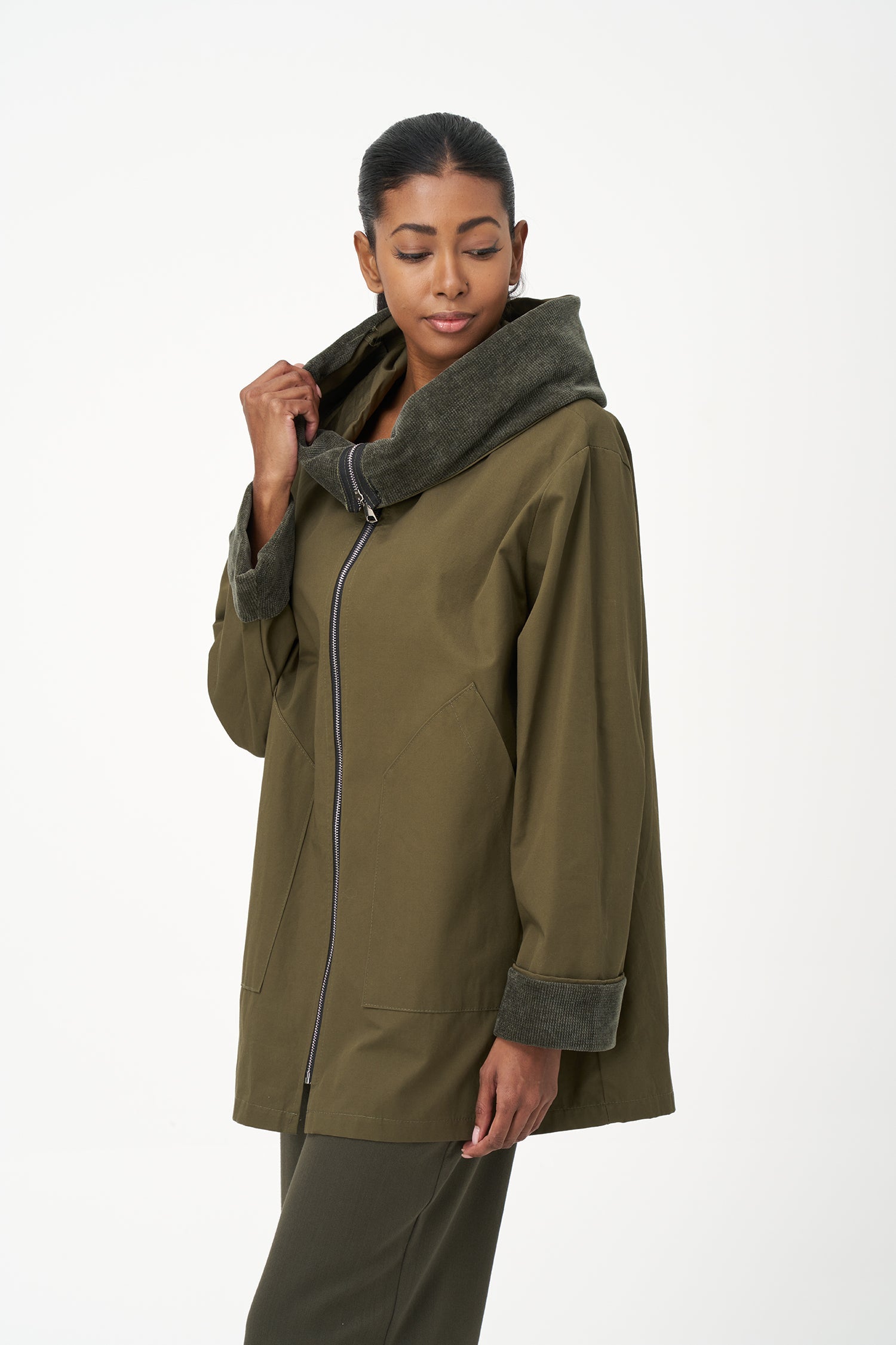 Women's Woven Zip-Up Long Sleeve Jacket