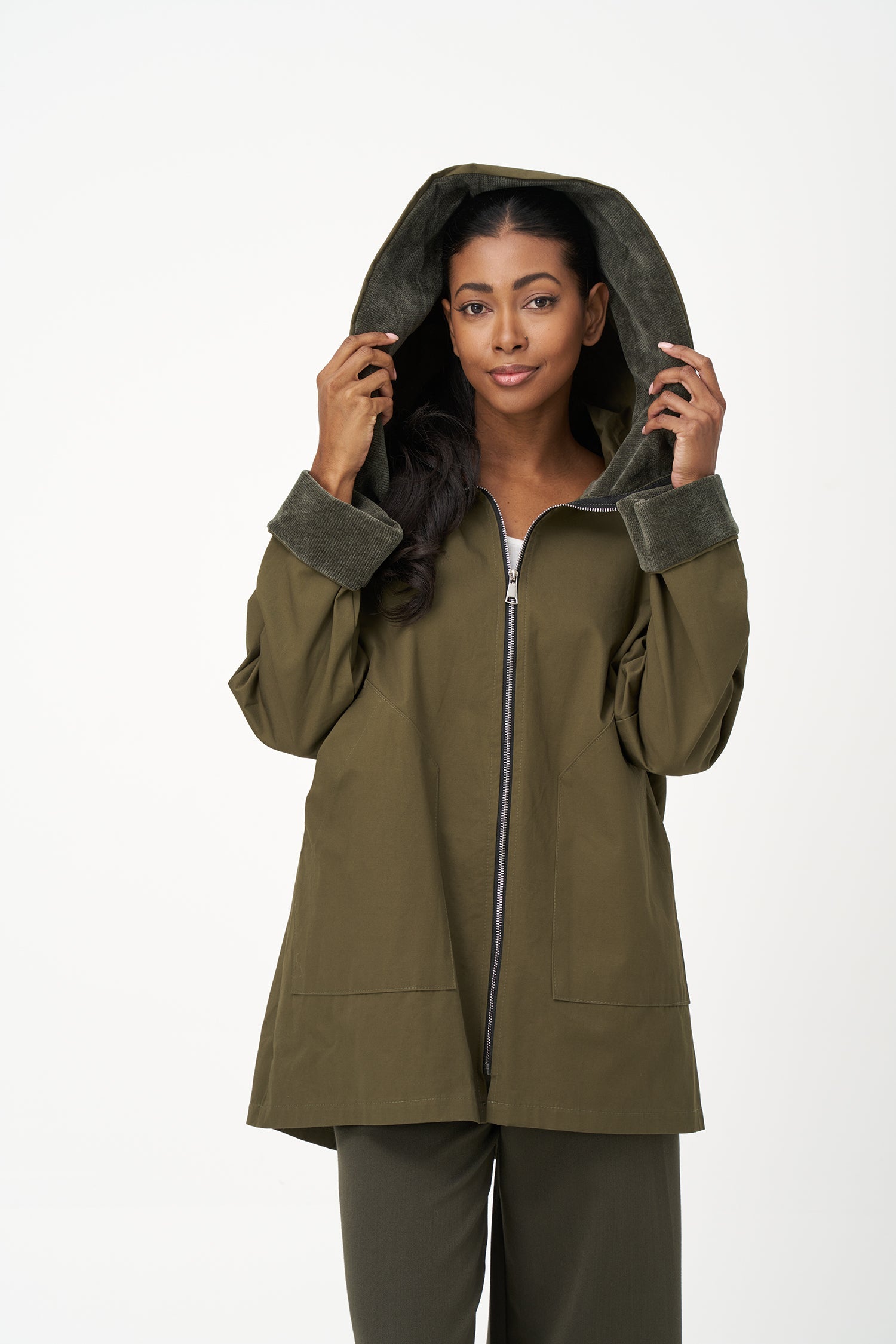 Women's Woven Zip-Up Long Sleeve Jacket