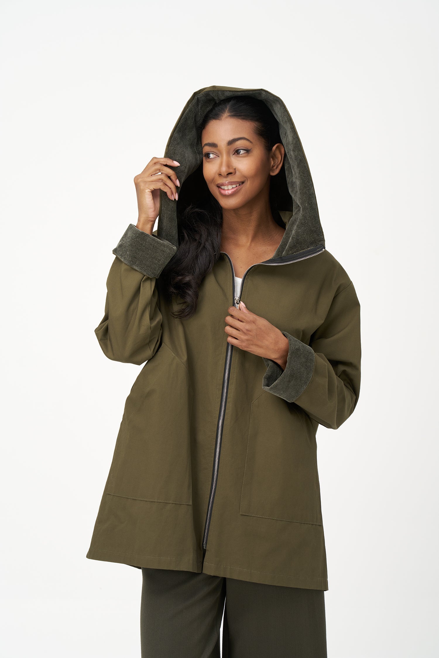 Women's Woven Zip-Up Long Sleeve Jacket