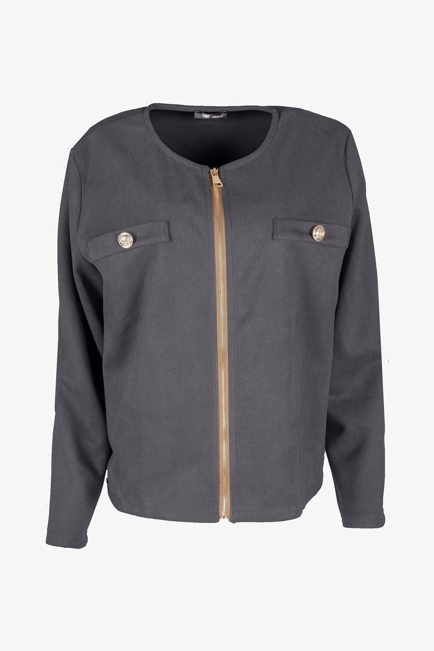 Veste en tricot zippée à manches longues et col ras du cou pour femme