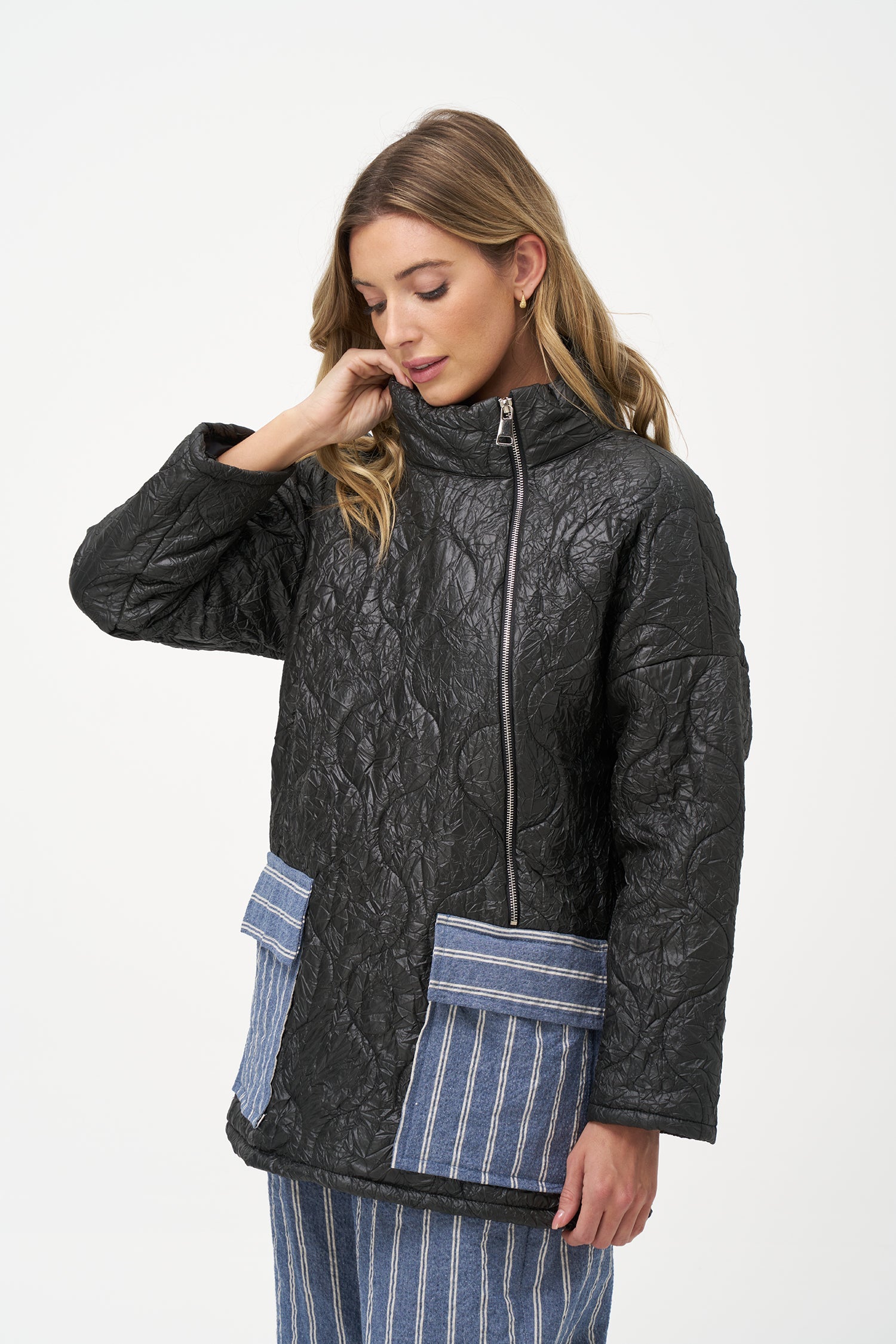 Veste matelassée tissée zippée pour femme