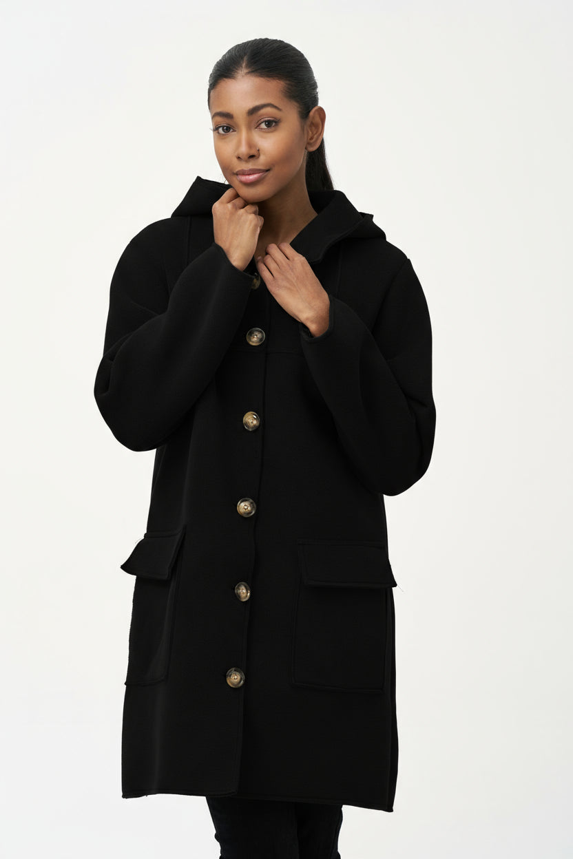 Women's Woven Mid Length Button Down Coat