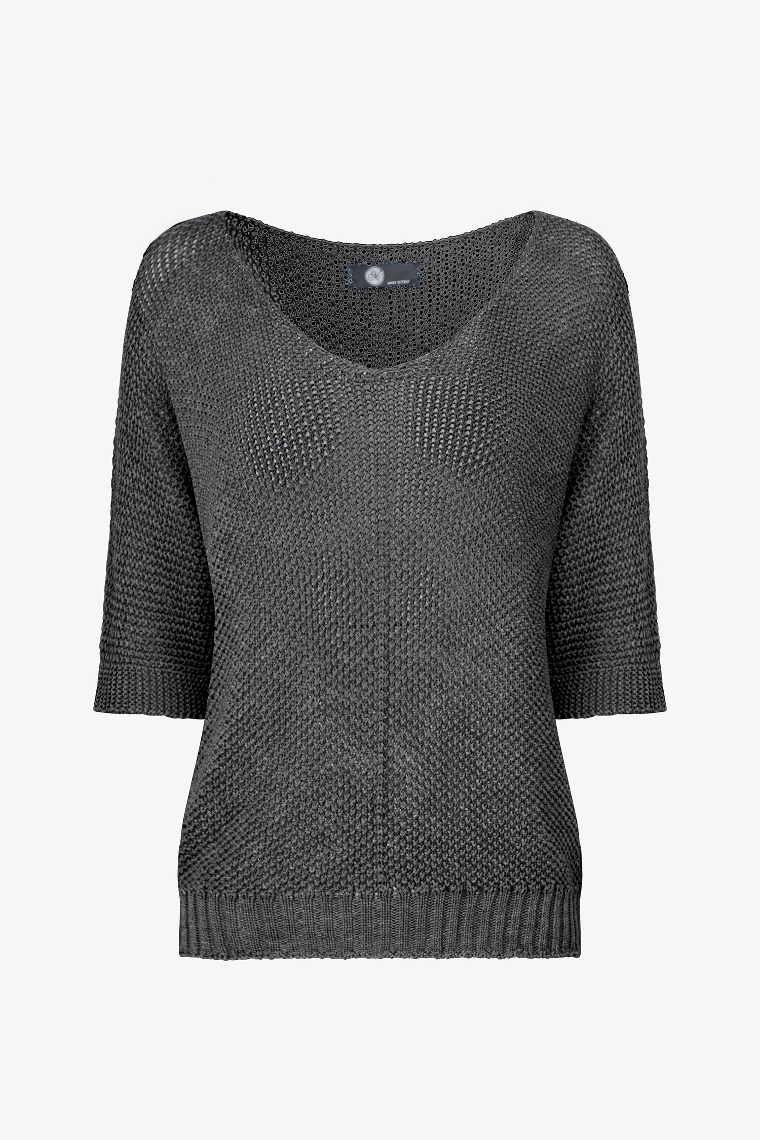 V-Neck Short Sleeve Knit Sweater | M Made in Italy