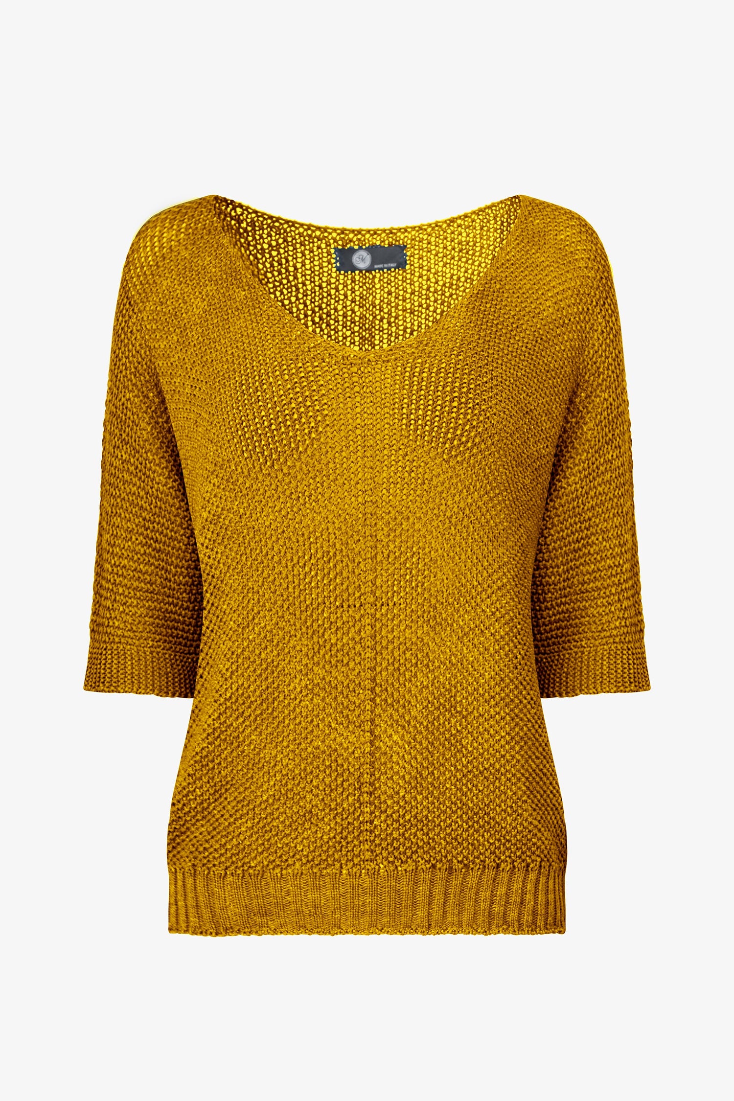 V-Neck Short Sleeve Knit Sweater | M Made in Italy