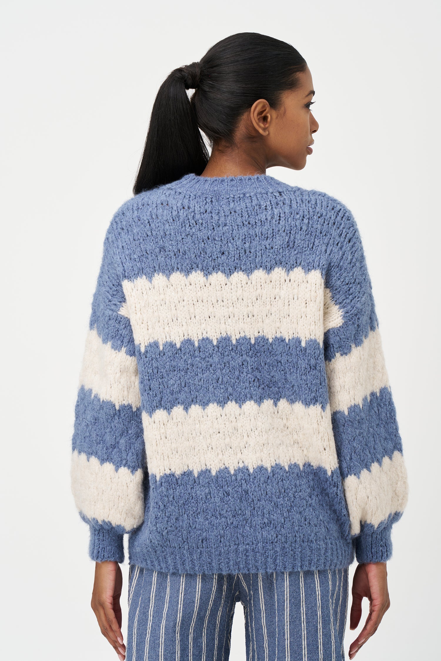 Women's Knit Striped Crew-Neck Sweater
