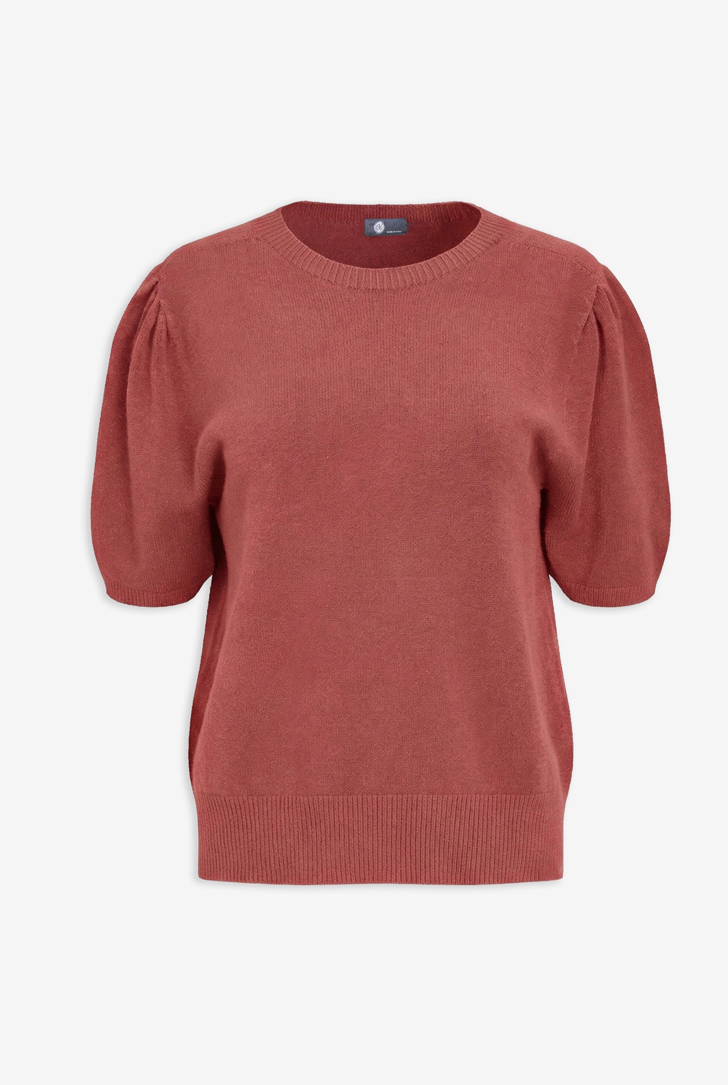 Red sweater with puff sleeves on a white background