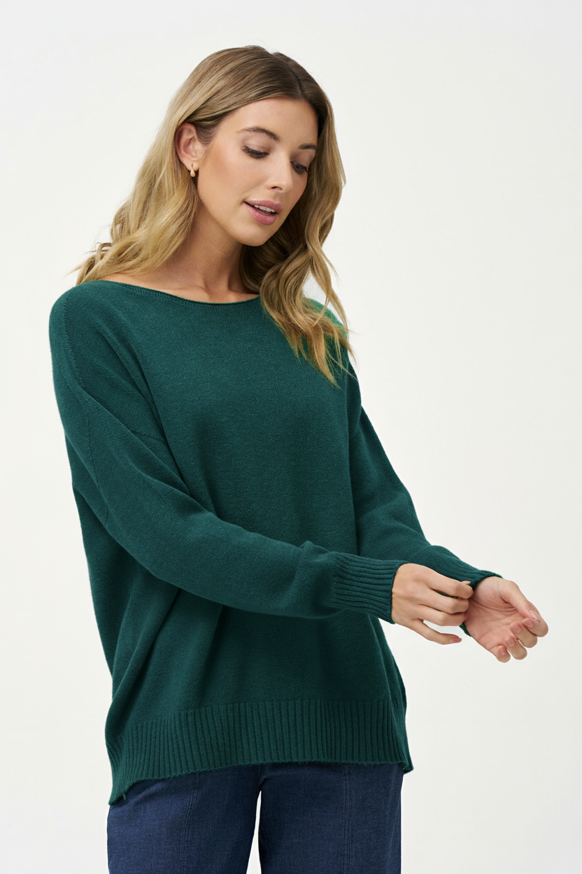 Women's Knit Wide Crew-Neckline Sweater