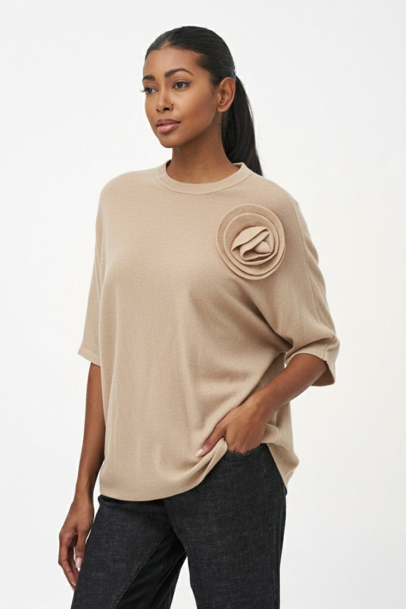 Women's Knit Short Sleeve Crew-Neck Sweater