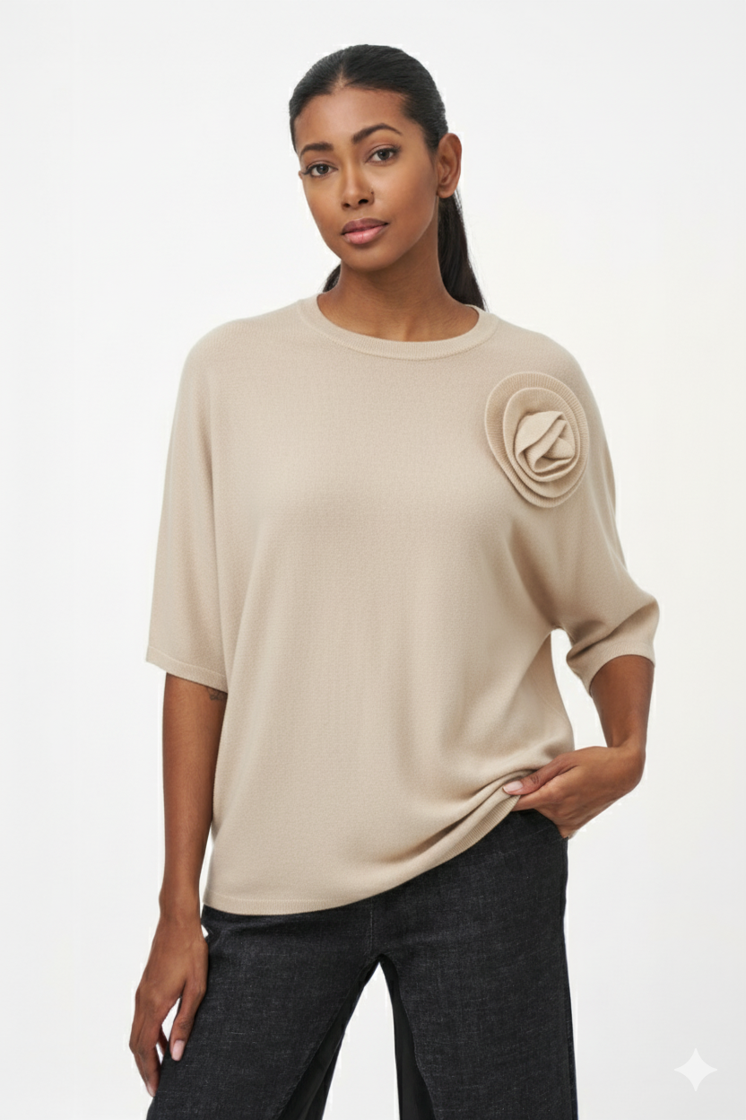 Women's Knit Short Sleeve Crew-Neck Sweater
