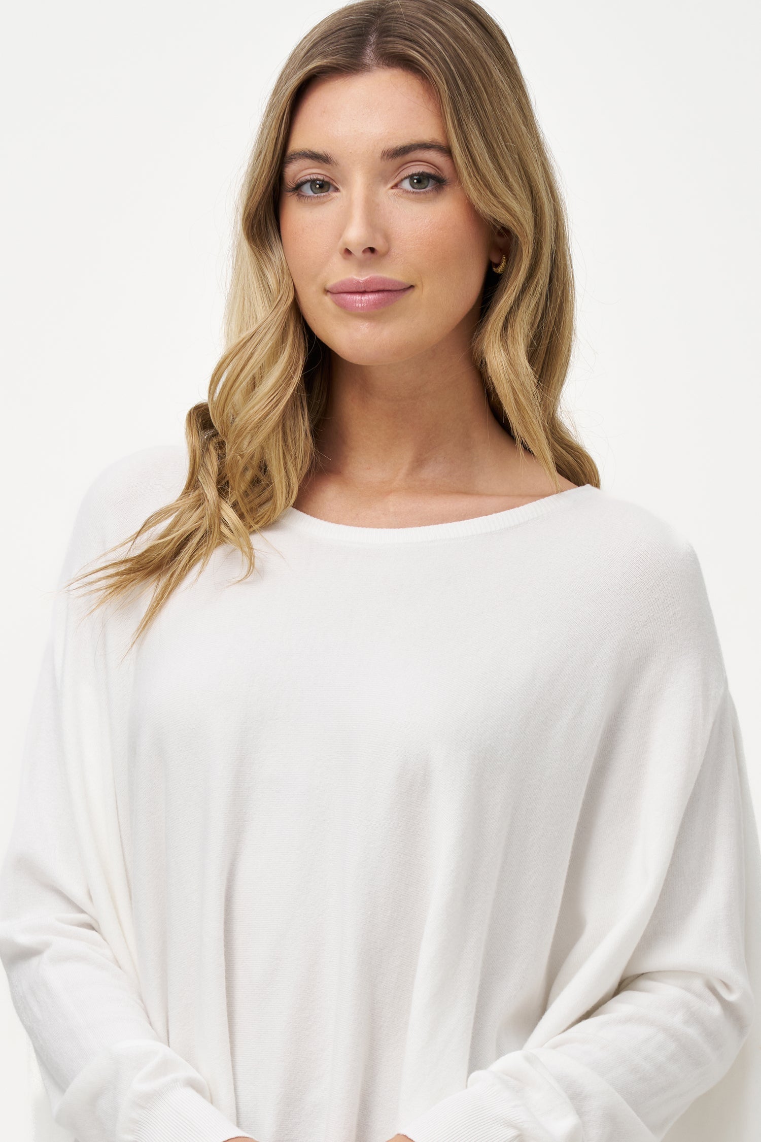 Women's Knit Oversized Long Sleeve Wide-Neck Sweater