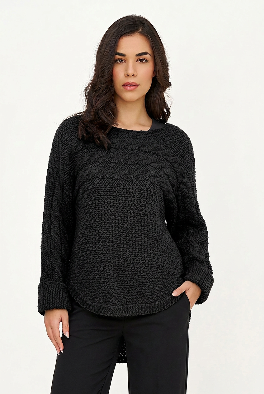 Women's Cable-Knit Scoop-Neck Sweater