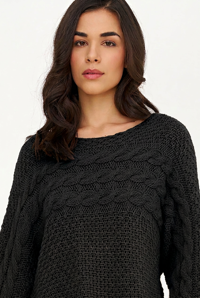 Women's Cable-Knit Scoop-Neck Sweater