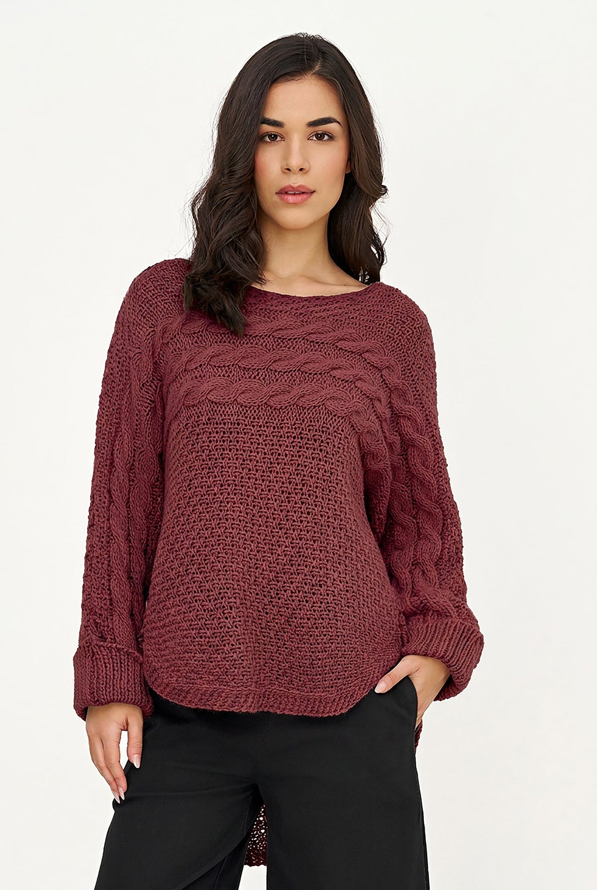 Women's Cable-Knit Scoop-Neck Sweater