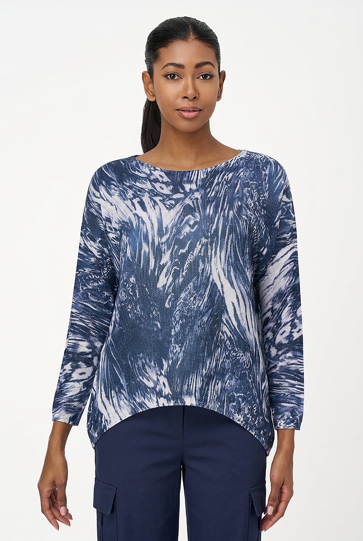 Women's Knit Boat-Neck Sweater, Long Sleeves & Sharkbite Hem