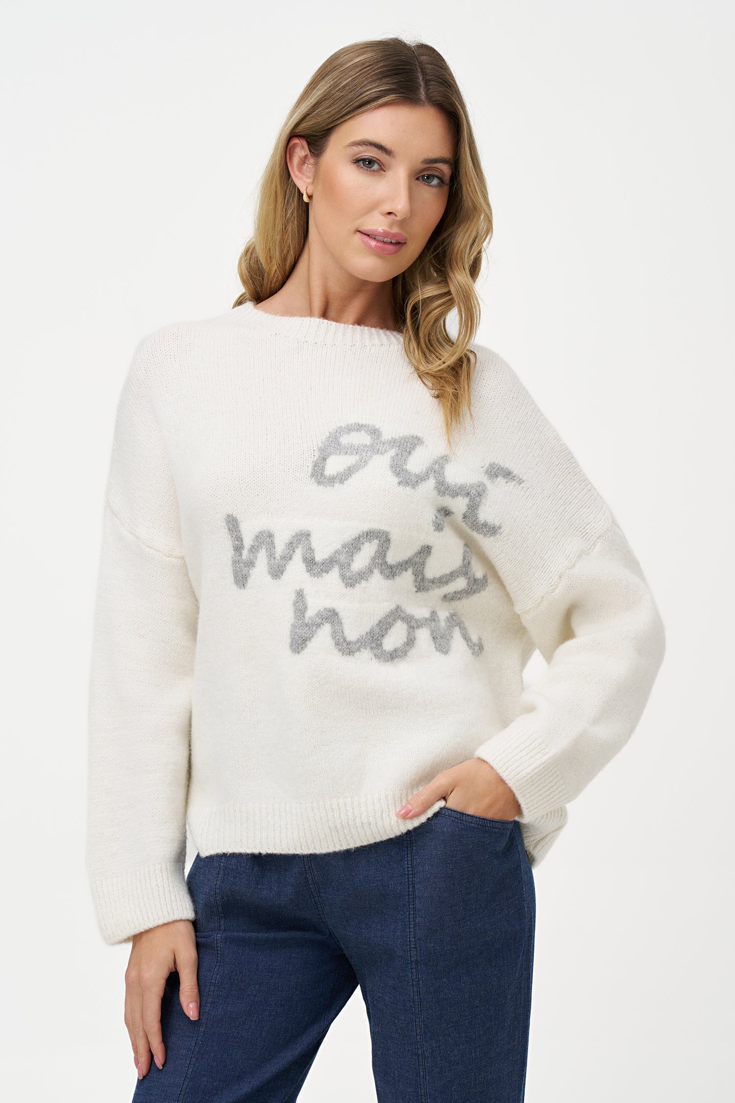 Women's Knit Crew-Neck Long Sleeve Sweater