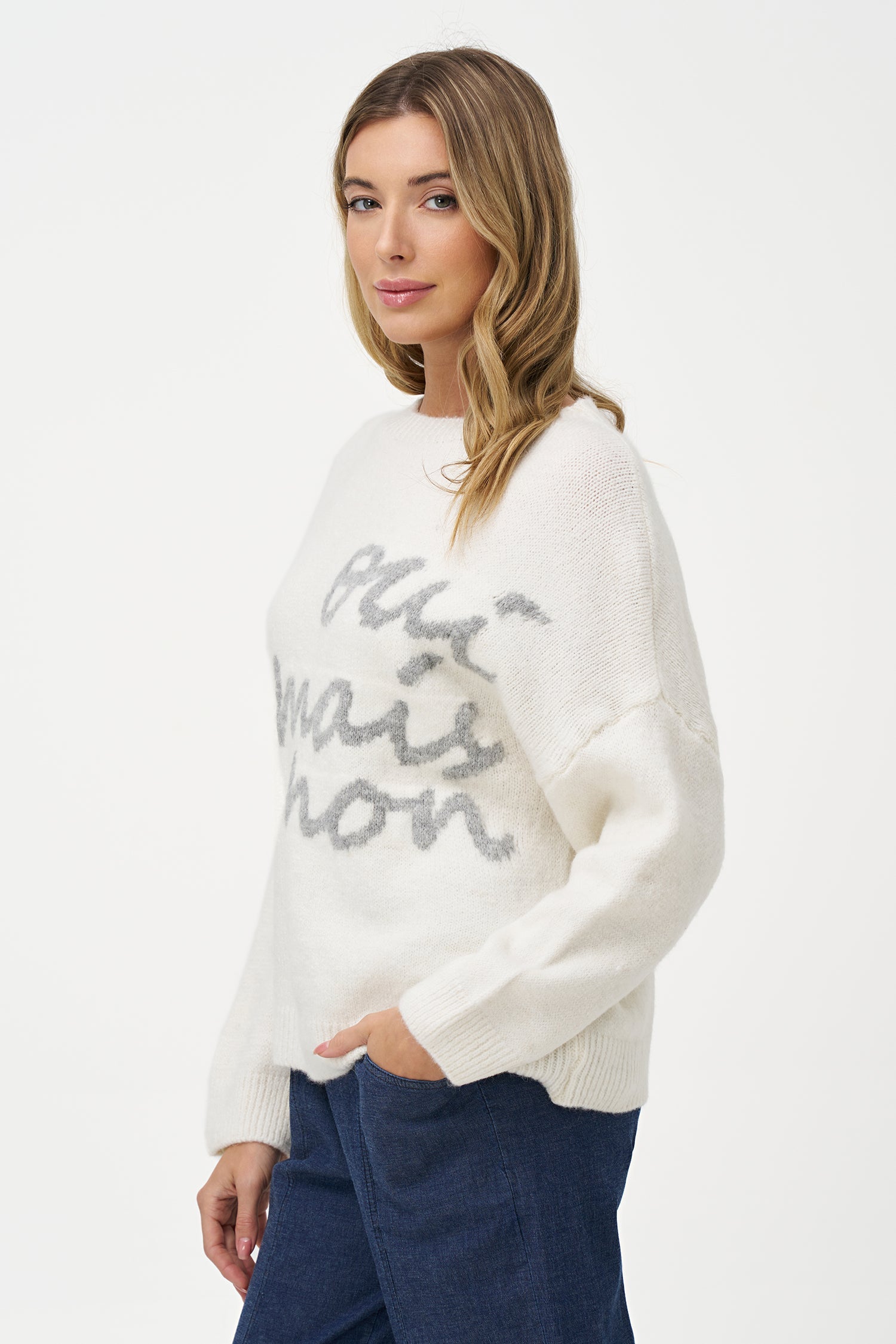 Women's Knit Crew-Neck Long Sleeve Sweater