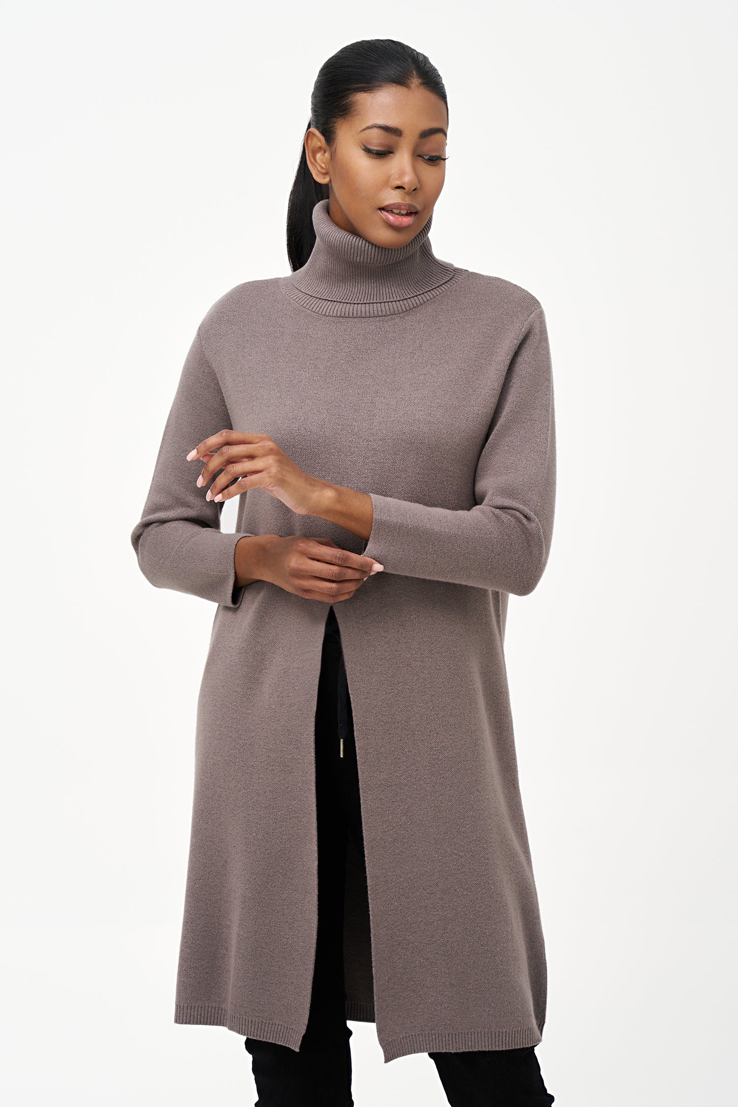 Women's Knit Turtleneck Tunic Sweater