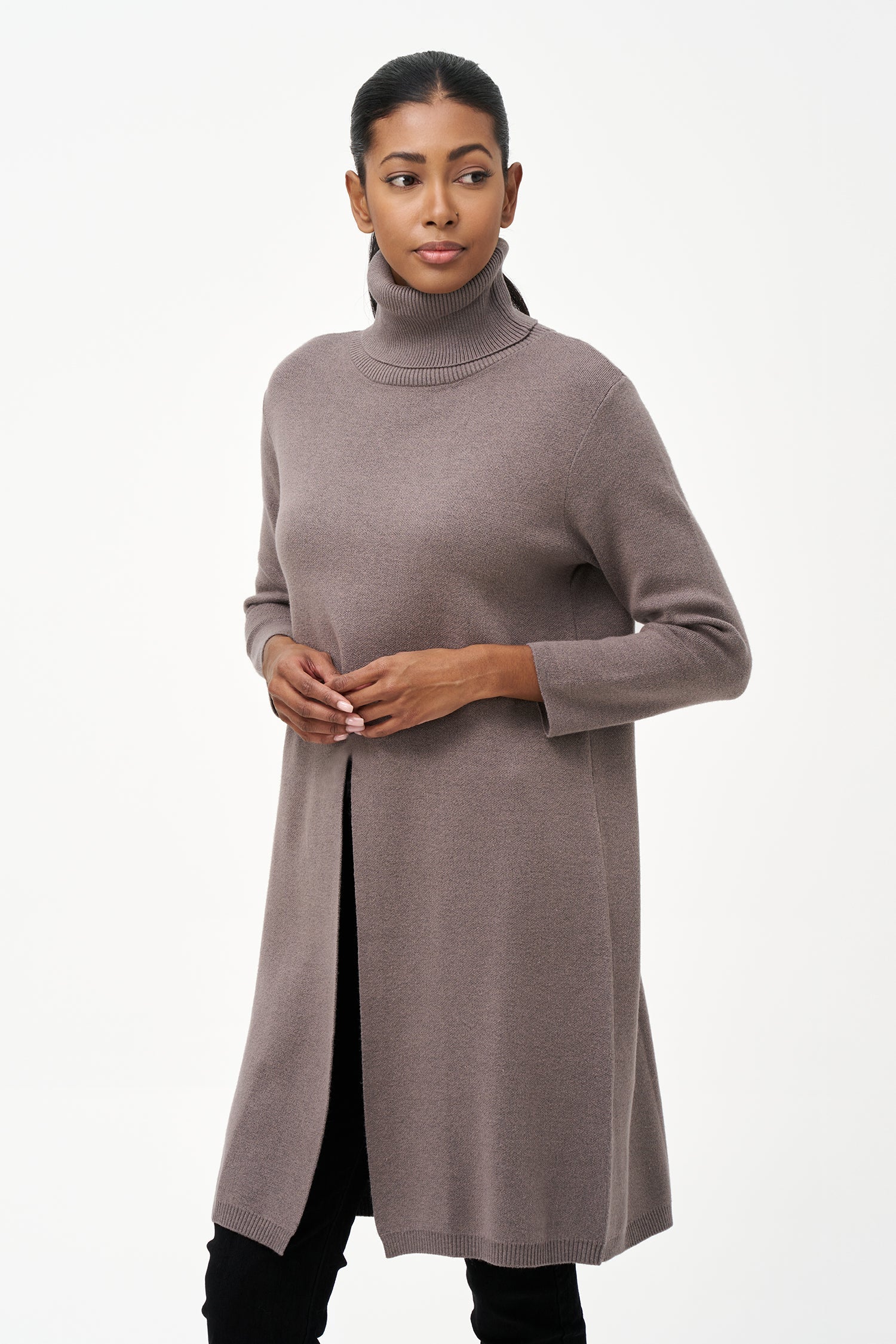 Women's Knit Turtleneck Tunic Sweater